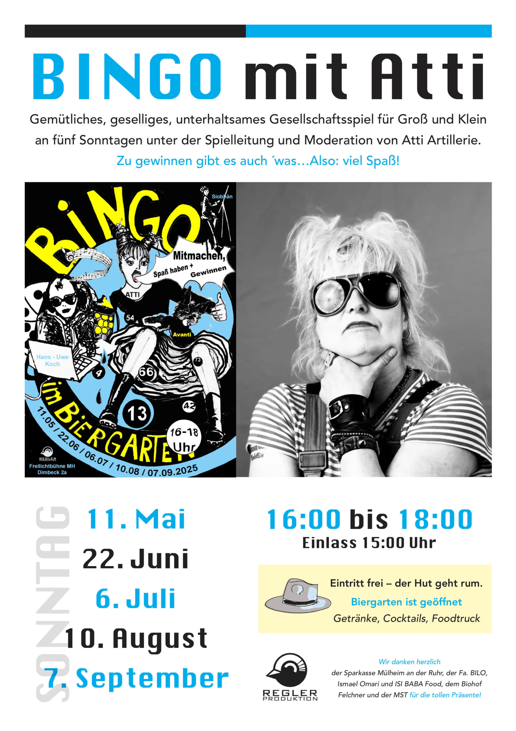 Bingo mit Atti Plakat Freilichtbühne Mülheim Regler Produktion Verabstaltung 2025