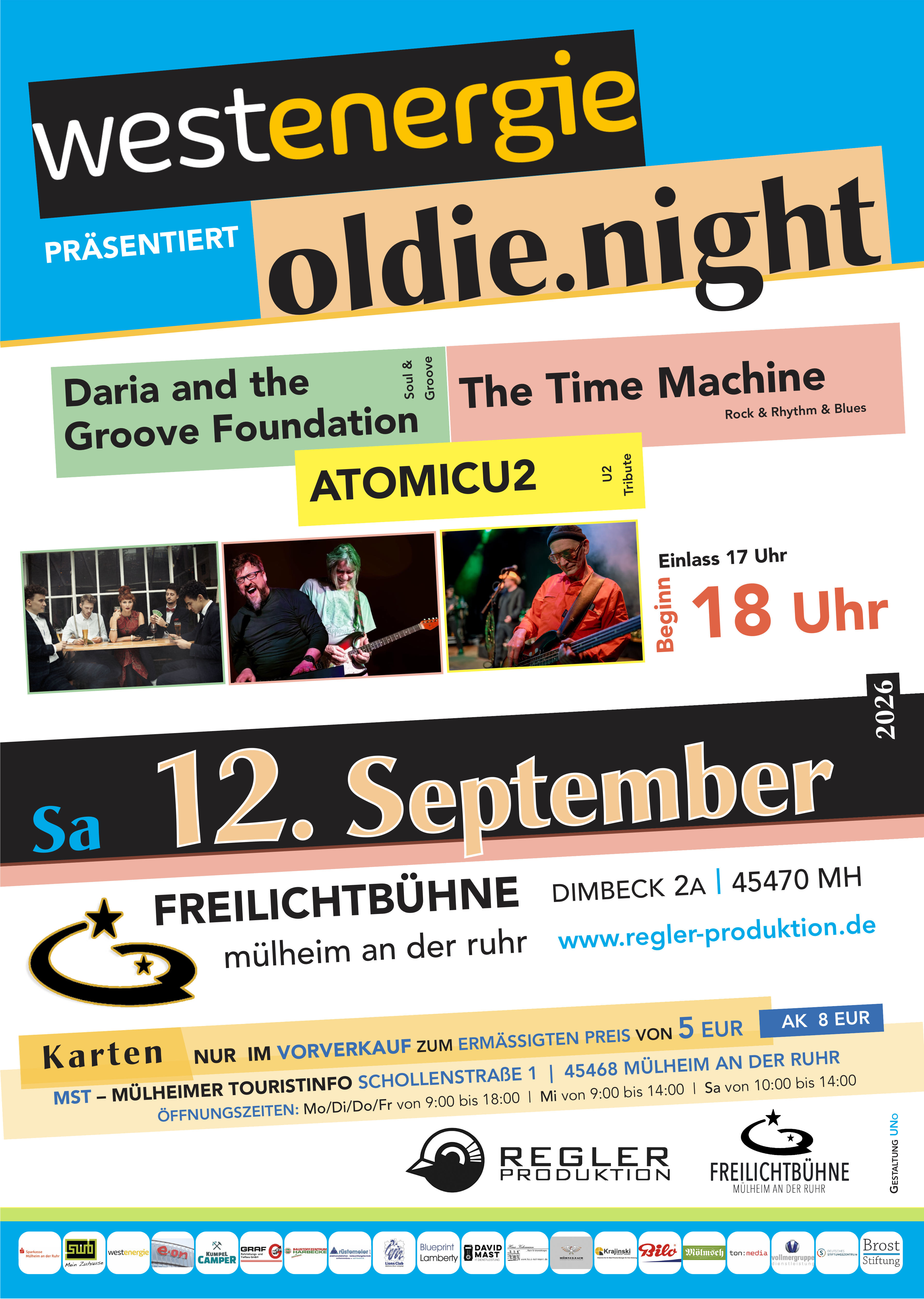Plakat Westenergie Oldie Night Freilichtbühne Mükheim Regler Produktion Veranstaltung 2026