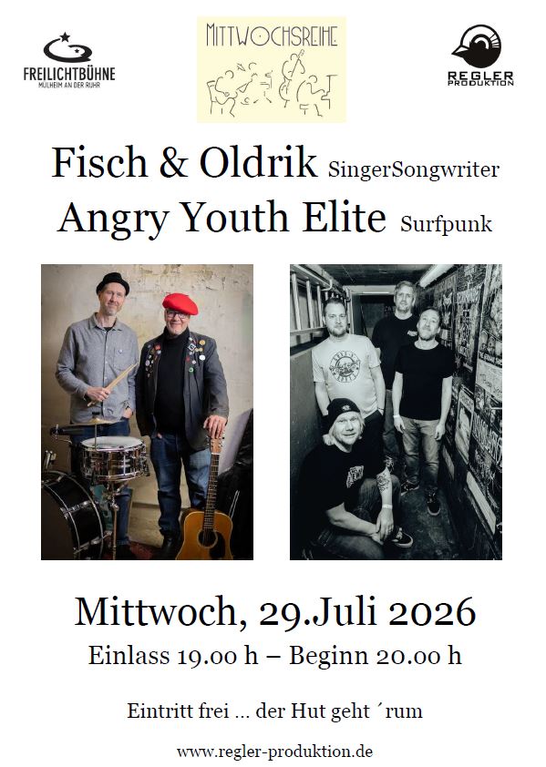 Fisch Oldrik Angry Youth Elite Mittwochsreihe Freilichtbühne Mülheim Regler Produktion Foto Fisch und Oldrik von Stephan Glagla